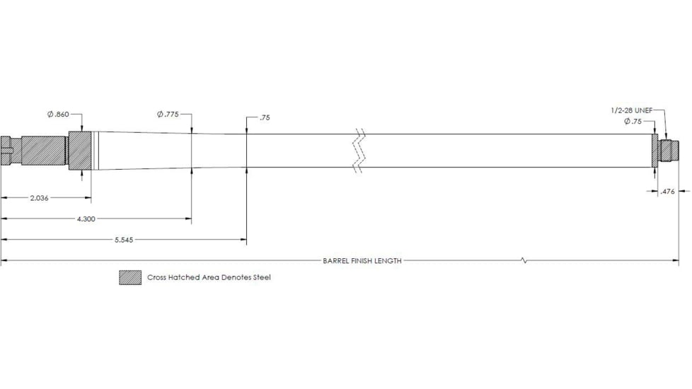 Proof Research Anshutz Pre-Fit Carbon Fiber Threaded Barrel, .22 Long Rifle, Anshutz Model 1761, 18.5 inch, 1/2x28 Thread, 1-16 Twist, Heavy Profile, Graphite/Sliver, 123492