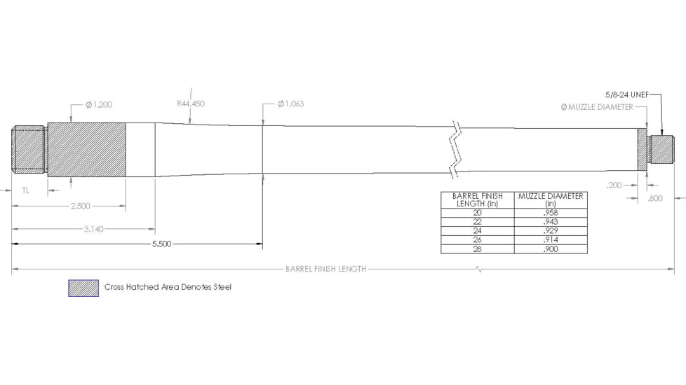 Proof Research Defiance Ruckus Carbon Pre-Fit Barrels, 6CM, 22in, 7.5 Twist, 5/8-24, Sendero, 123164
