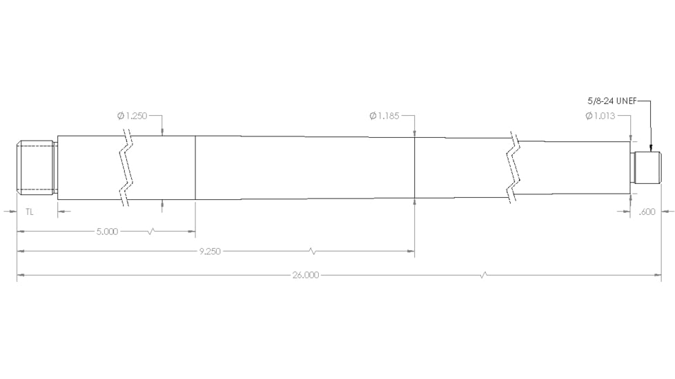 Proof Research Terminus Pre-Fit SS Threaded Barrel, Terminus Apollo, 6.5x47mm Lapua, 26 in, Competition Profile, 1-8 Twist, 5/8x24, Silver, 130247