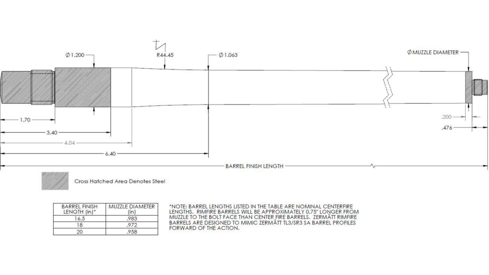 Proof Research Zermatt Arms Pre-Fit Carbon Fiber Threaded Barrel, 6mm ARC, TL3/SR3 Action, 20 inch, 5/8x24 Thread, 1-7.5 Twist, Sendero Profile, Graphite/Sliver, 129432