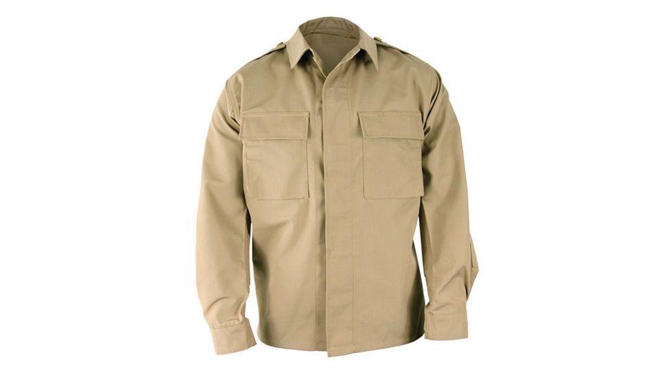 Propper BDU 2-Pocket Coat, 65/35 Poly/Cotton Battle Rip, Size Extra Small-Regular, Khaki