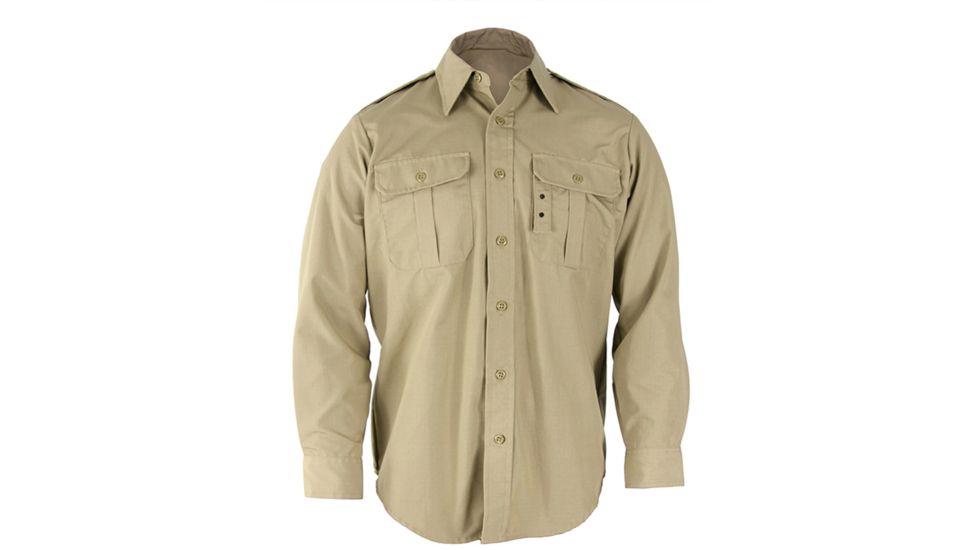 Propper Long Sleeve Tactical Shirt, 65/35 Poly/Cotton Battle Rip, Small-Regular, Khaki