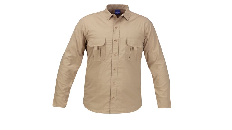 PROPPER Summerweight Tactical Mens Long Sleeve Shirt, Khaki, 3XL-R F53463C2503XL2