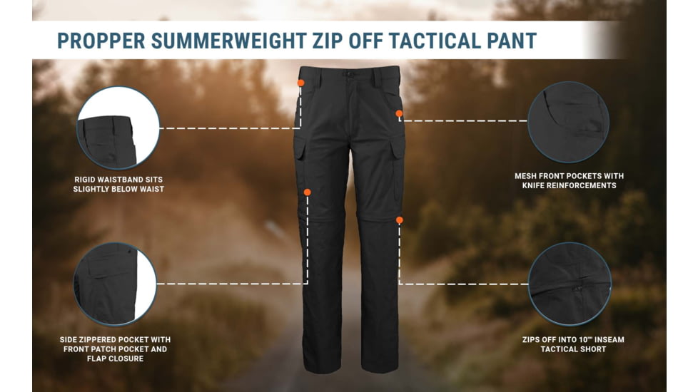 Propper Summerweight Zip Off Tactical Pants - Mens, Khaki, 36X36, F52023C25036X36