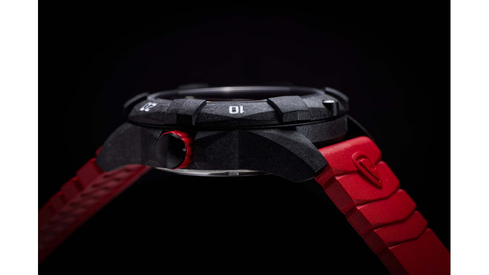 ProTek Carbon Dive Watch, Carbon Case/Black&amp;Red Dial/Red Strap, One Size, PT1002R