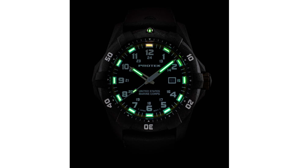 ProTek Carbon USMC Dive Watch, Carbon Case/Black&amp;Desert Sand Dial/D Sand Strap, One Size, PT1016D