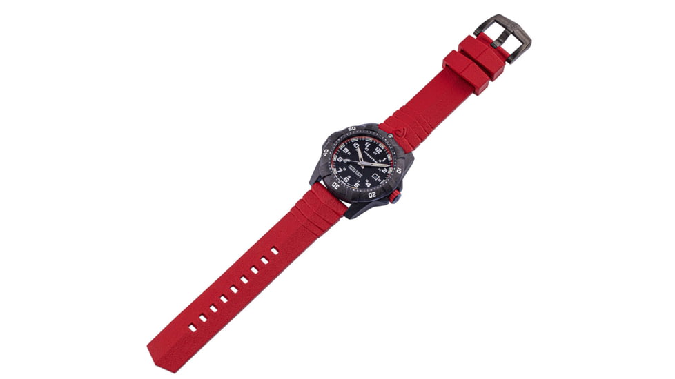 ProTek Carbon USMC Dive Watch, Carbon Case/Black&amp;Red Dial/Red Strap, One Size, PT1012R