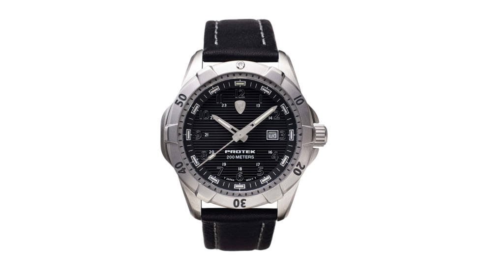 ProTek Steel Dive Watch, SS Case/Black Dial/Black Strap, One Size, PT2001