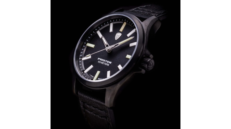 ProTek Titanium Field Watch, Titanium Ip Black Case/Black Dial/Black Strap, One Size, PT3002