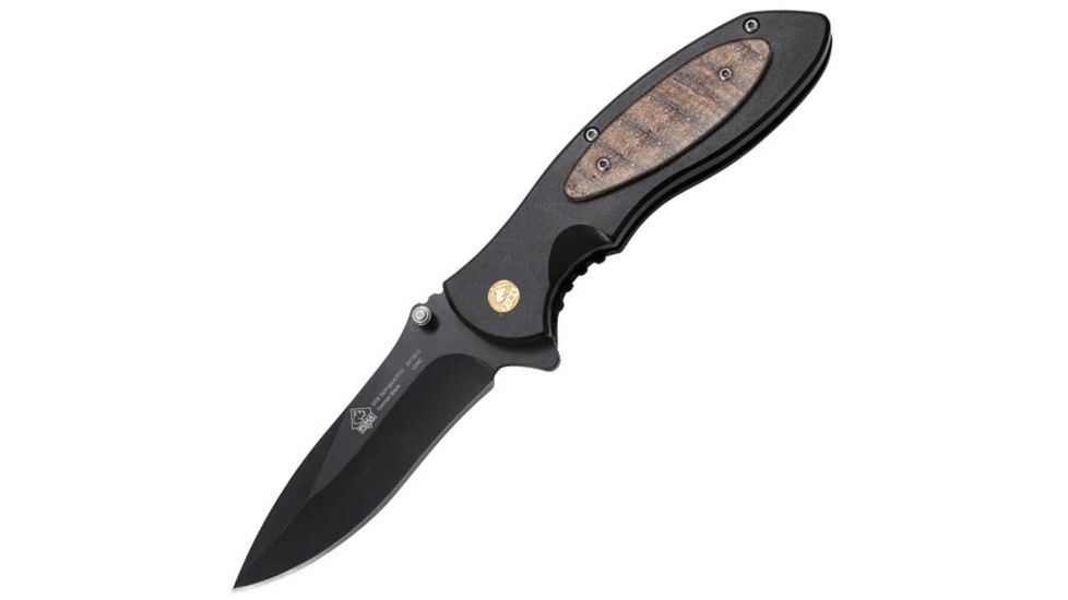 Puma Knives Bobcat 3510 SGB Folding Knife, Black Aluminum, Black SP Plain PM6503510
