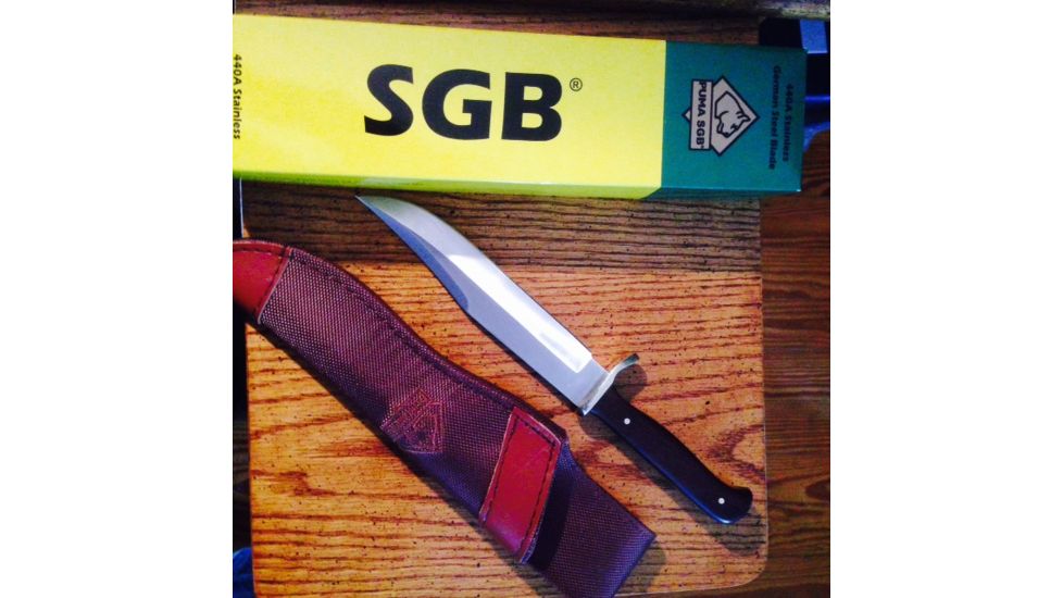 Puma Knives Bowie Wood Fixed Blade Knife,6.1in Stainless Steel Blade,Jacaranda Wood Scales 6116396W