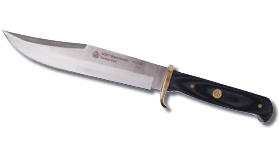 Puma Knives Bowie Micarta Fixed Blade Knife,6.1in Stainless Steel Blade,Black Micarta Scales 6116386