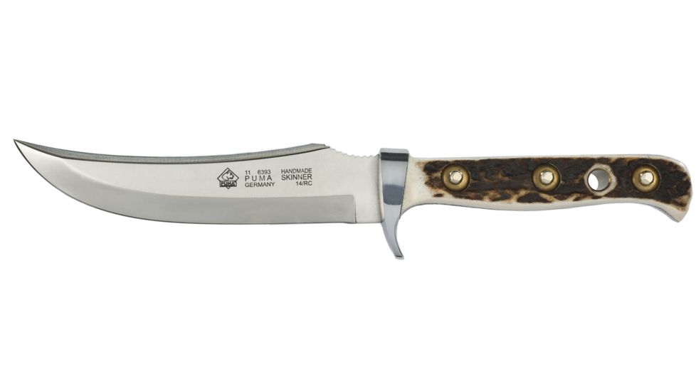 Puma Knives Germany Skinner 116393 Fixed Blade Knife, 4.7in Blade, Stag w/ Leather Sheath 116393
