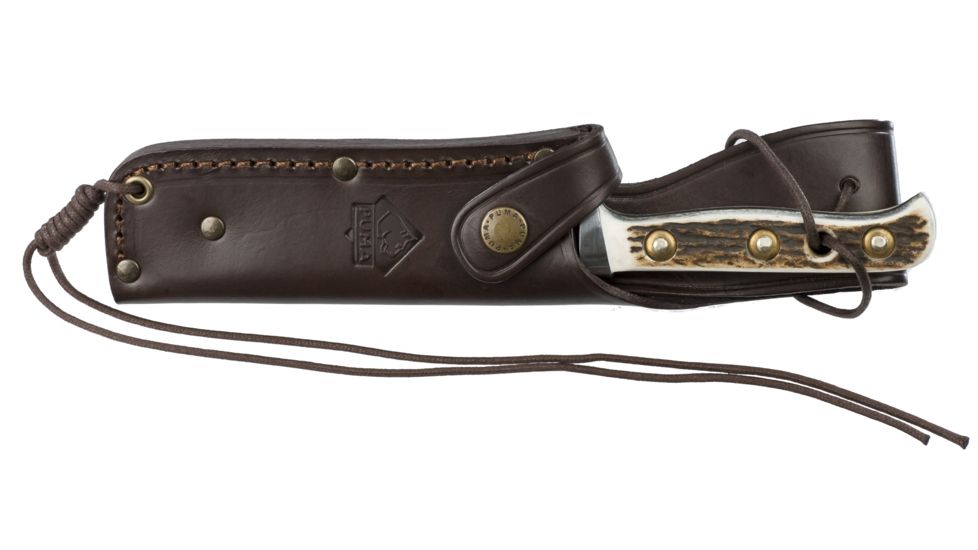Puma Knives Germany Skinner 116393 Fixed Blade Knife, 4.7in Blade, Stag w/ Leather Sheath 116393