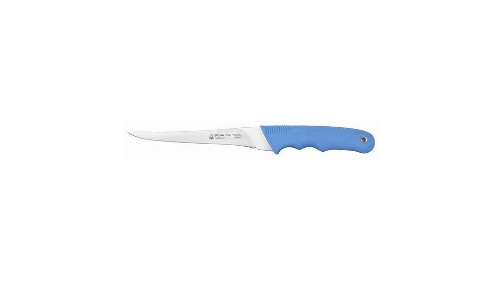 Puma Knives Pike Fishing Knife, 6.1in Blade, Blue Rubber w/ Cordura Sheath 172006