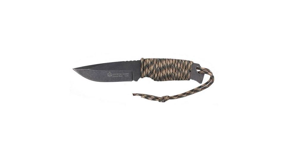 Puma Knives Stonewashed Fixed Blade Knife,4.3in Steel Drop Point Blade,Paracord Wrap Handle 6650800
