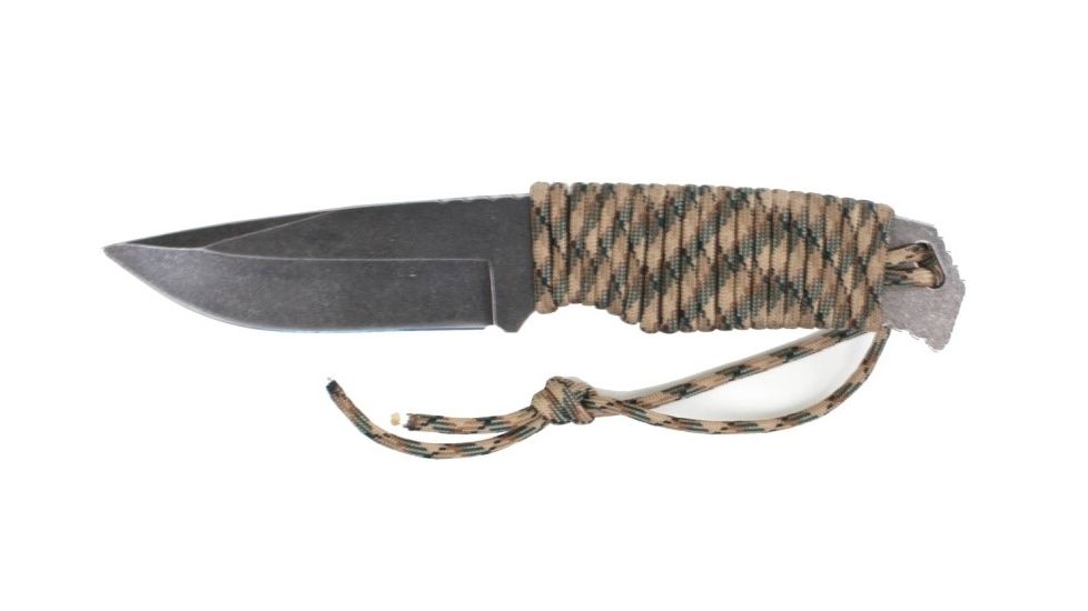 Puma Knives Stonewashed Fixed Blade Knife,4.3in Steel Drop Point Blade,Paracord Wrap Handle 6650800