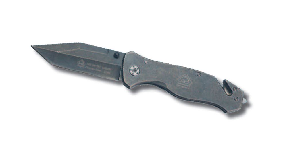 Puma Knives Stonewashed Tactical Folding Knife,3.4in Steel Spear Blade,Glass Breaker/Seatbelt Cutter Handle 6650701
