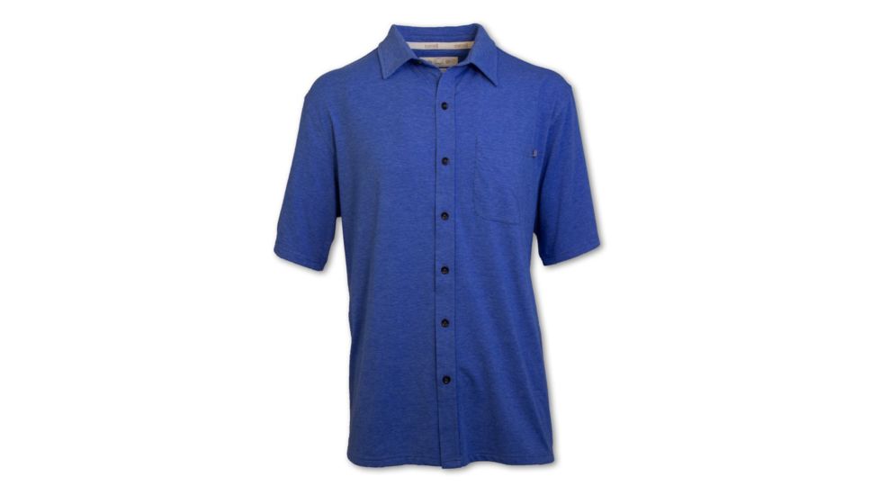 Purnell Performance Short Sleeved Knit Button Up - Mens, Blue, Small, 10103501-431-S