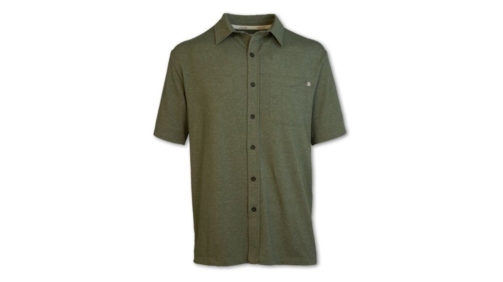 Purnell Performance Short Sleeved Knit Button Up - Mens, Green, Large, 10103501-324-L