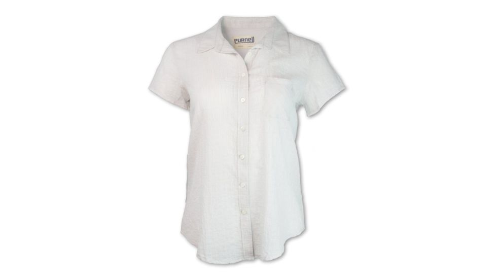 Purnell Short-Sleeved Pinstripe Shirt - Womens, White/Grey, Small, 10204531-111-S