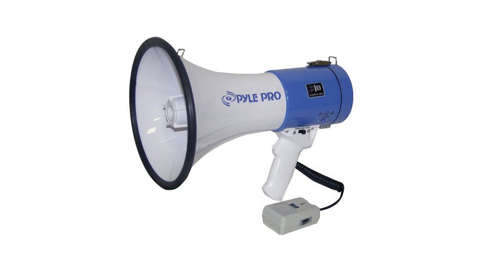 Pyle 50W Mini Megaphone with Siren, White/Blue PMP50