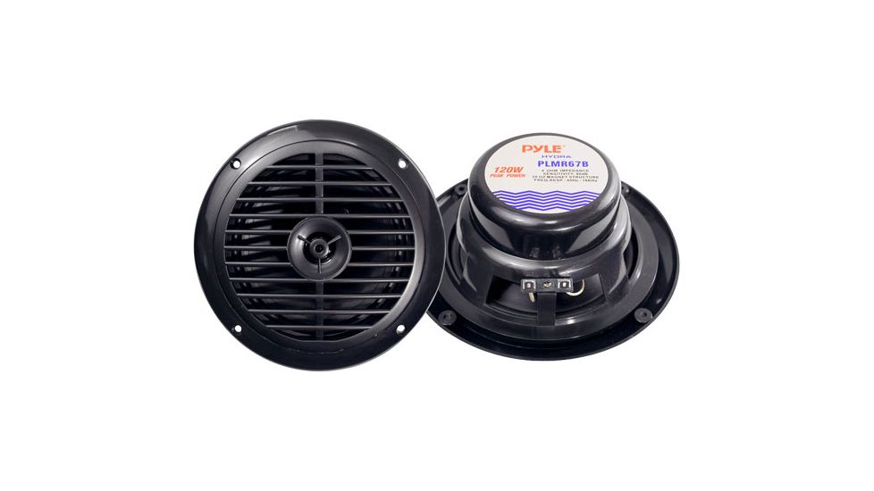 Pyle 6.5in Hydra Marine Speakers 120W Max, Black PLMR67B