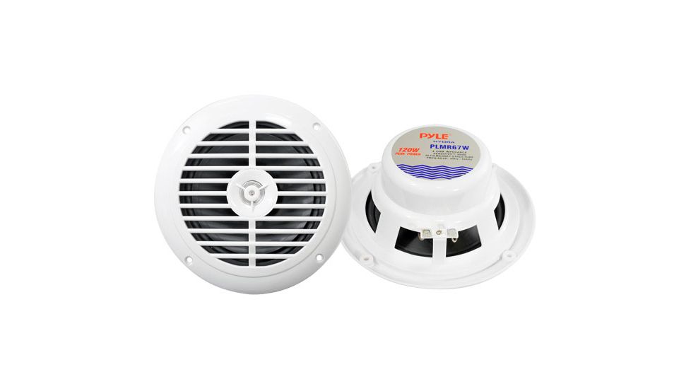 Pyle 6.5in Hydra Marine Speakers 120W Max, White PLMR67W