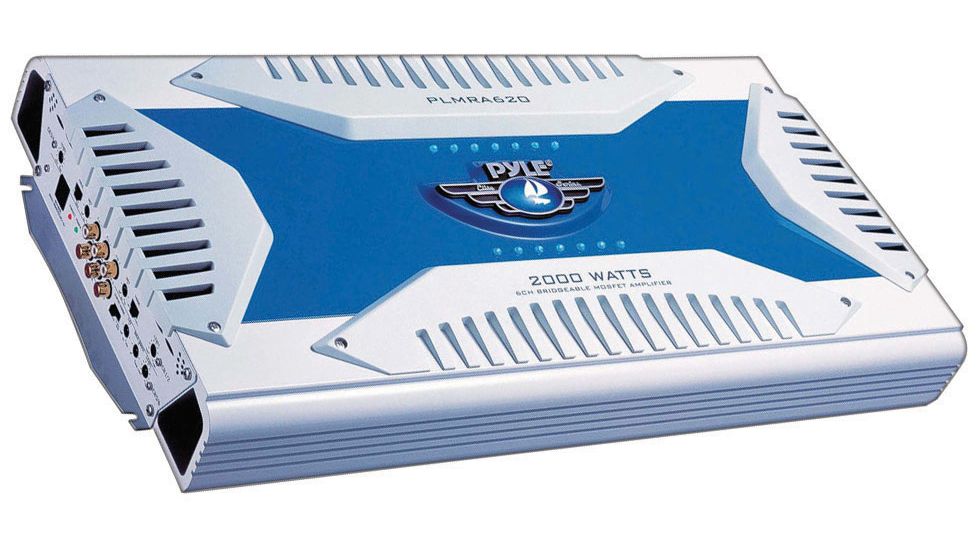 Pyle 6Ch 2000W Waterproof Marine Amplifier, White/Blue PLMRA620