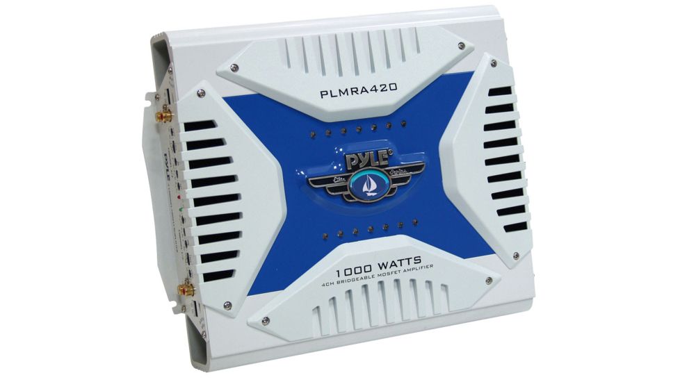 Pyle Marine 4 Channel Amplifier 1000W, White/Blue PLMRA420