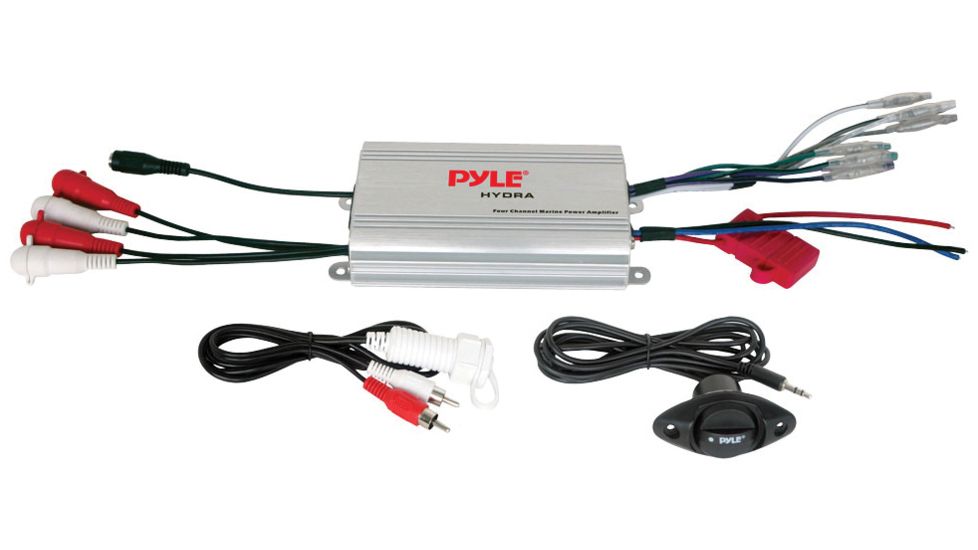 Pyle Marine 4Ch Mp3/Ipod Marine Power Amp 4x100W RMS, Silver PLMRMP3A