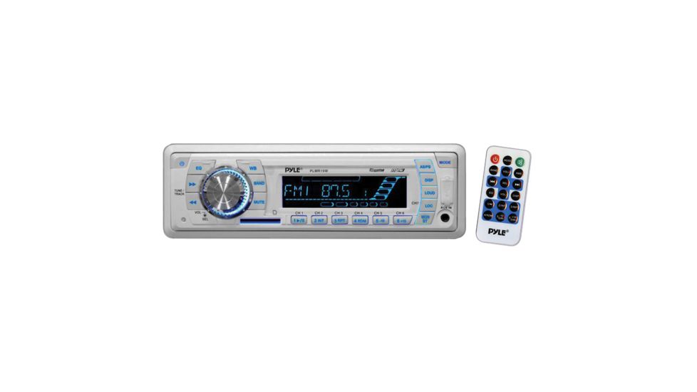 Pyle Marine Radio Pyle AM/FM/ with Band, Remote, Cardreader and USB Port, White PLMR19W