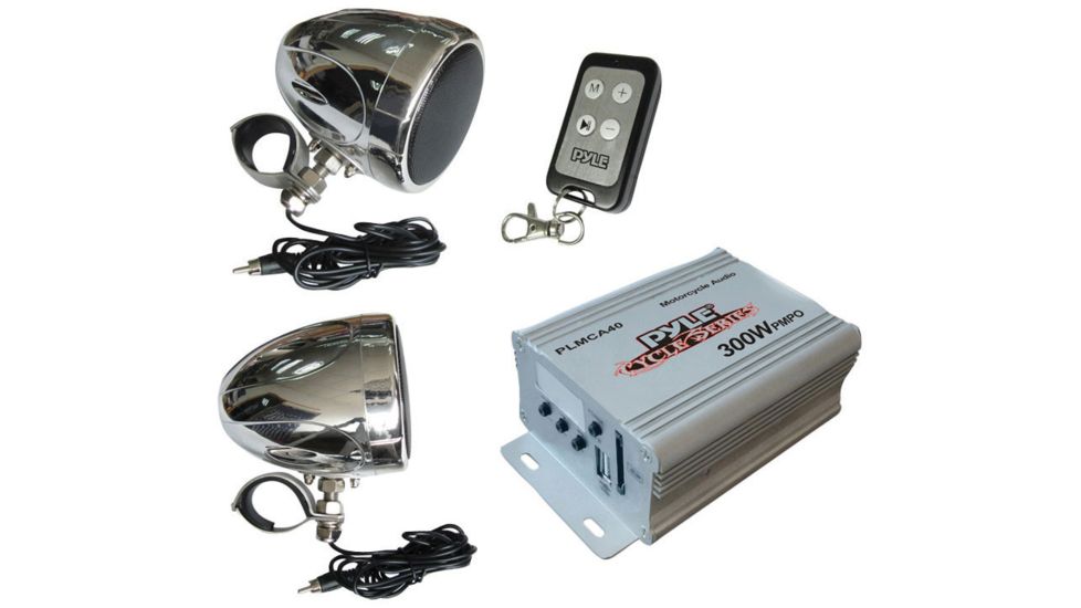 Pyle Motorcycle/ATV Mp3 Amplifier Weatherproof FM Radio 150W Max, Silver PLMCA40