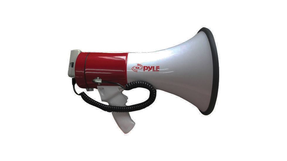 Pyle Pro Megaphone with Siren Talk USB SD Card, White PMP57LIA