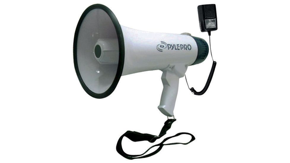 Pyle Pro Professional Dynamic Megaphone with Recording Detachable Microphone, White PMP45R