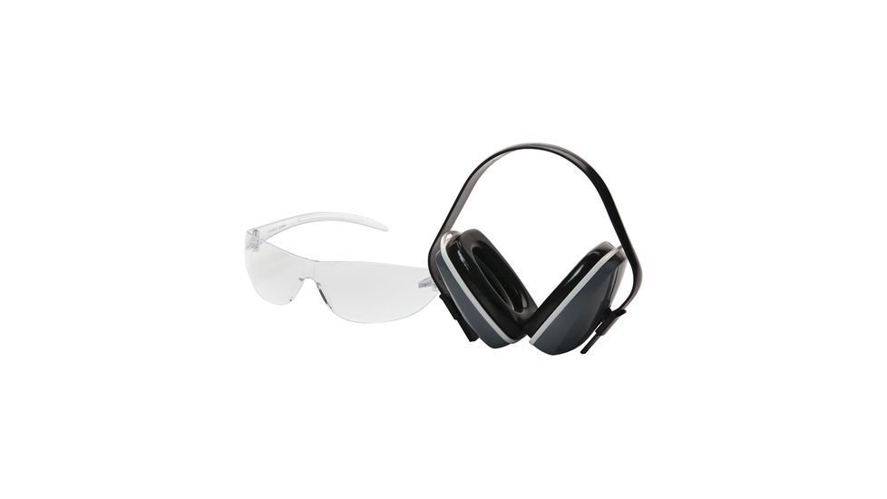 Pyramex Alair Safety Glass/Earmuff Combo Clear Lens/Frame NRR22db Hearing Protection Black