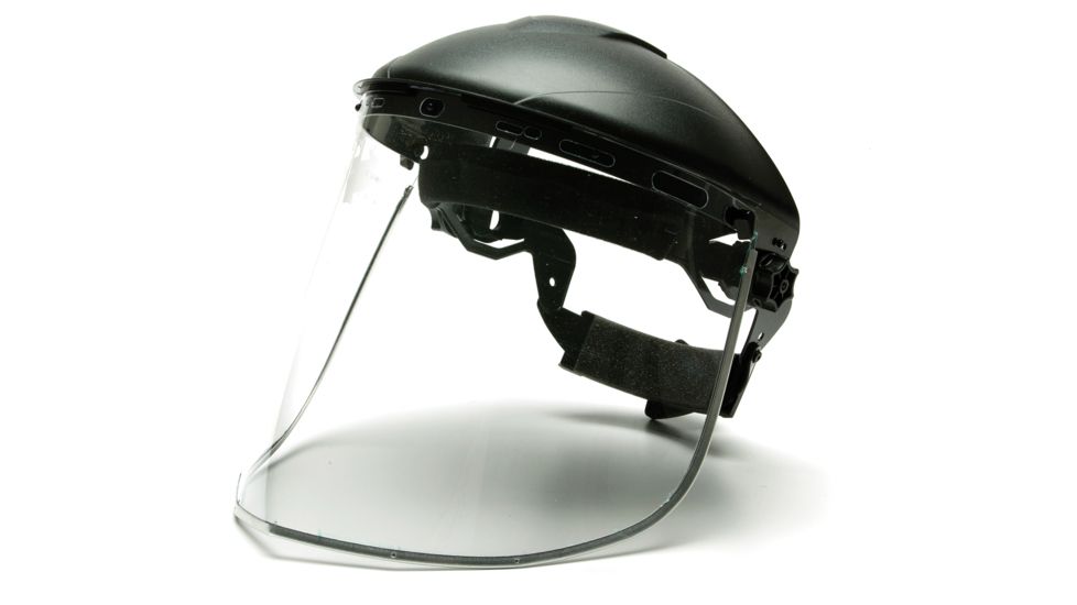Aluminum Bound Polyethylene Faceshield, .04in Thick, Black, EDEMO1