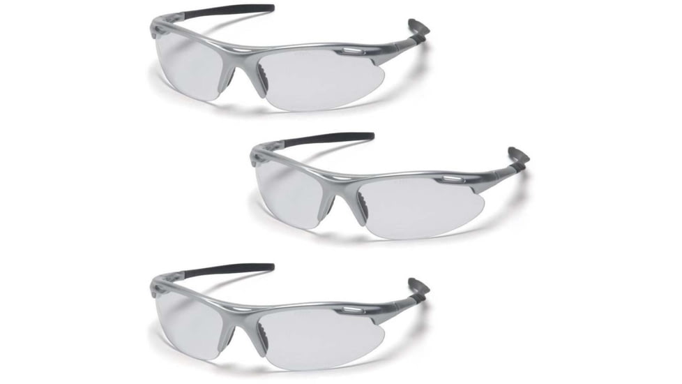 Pyramex Avante Safety Glasses - Clear Lens, Silver Frame, Pack of 3