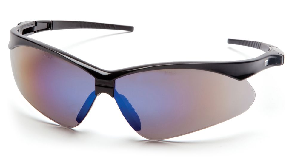 Black Frame/Blue Mirror Lens with Black Cord