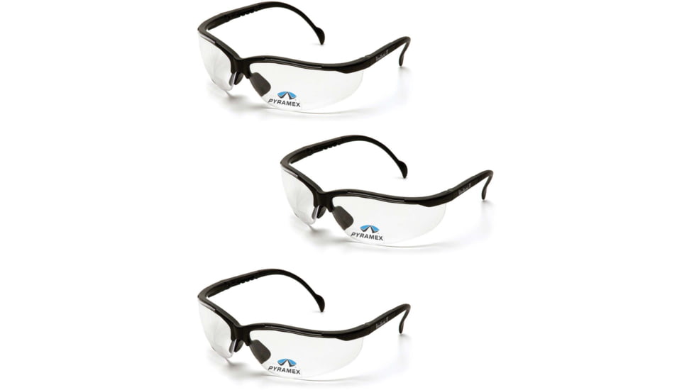 Pyramex Black Frame/Clear + 1.5 Lens Anti-Fog, Pack of 3