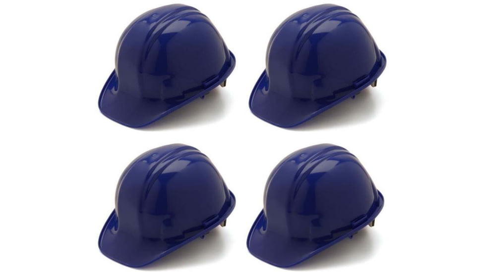 Pyramex Cap Style 6 Point Snap Lock Suspension Hard Hats Blue, Pack of 4