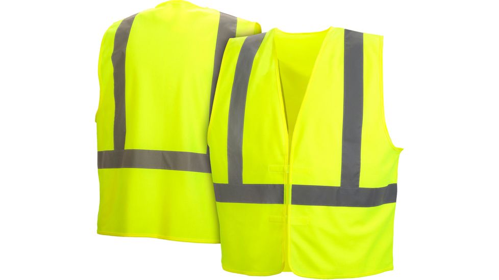 Pyramex Class 2 Solid Hi-Vis Safety Vest, Lime, Large, RVHL2910L