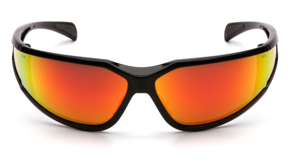 Pyramex Exeter Safety Glasses - Sky Red Mirror Anti-Fog Lens, Glossy Black Frame SB5155DT