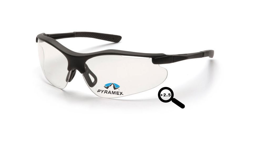 Pyramex Fortress Readers Eyewear - Clear + 2.5 Lens, Black Frame SB3710R25