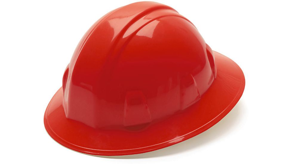 Pyramex Full Brim 4 Point Ratchet Suspension Hard Hat - Red HP24120