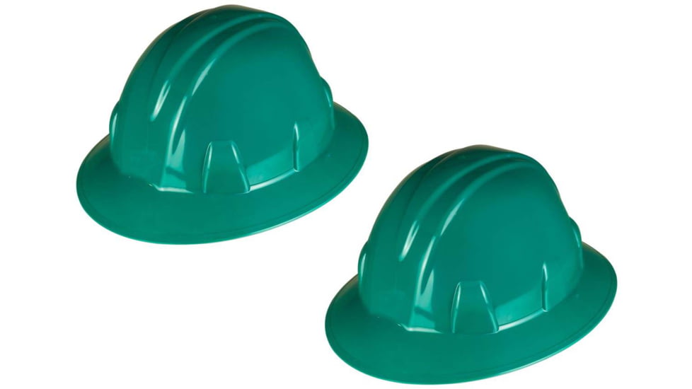 Pyramex Full Brim 6 Point Ratchet Suspension Hard Hat - Green, Pack of 2