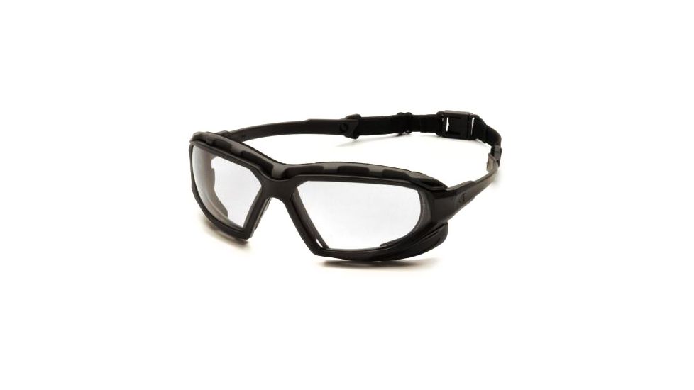 Pyramex Highlander-XP Safety Glasses, Black-Gray Frame &amp; Clear Anti-Fog Lens SBG5010DT