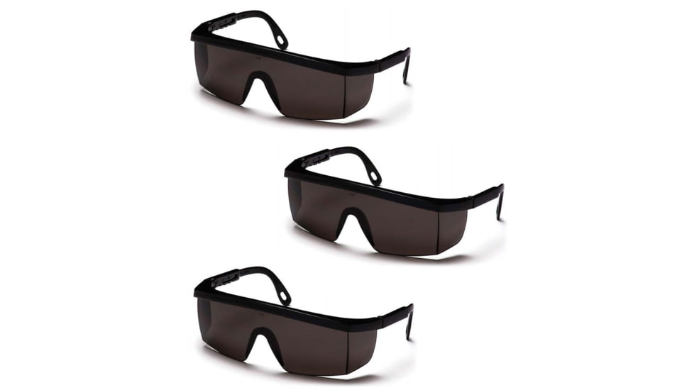 Pyramex Integra Safety Glasses w/Gray Lens, Black, Pack of 3
