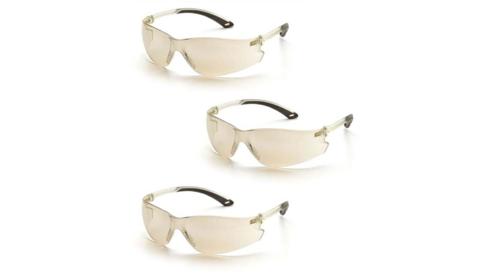Pyramex Itek Safety Glasses - Clear Frame, Indoor Outdoor Mirror Lens, Pack of 3