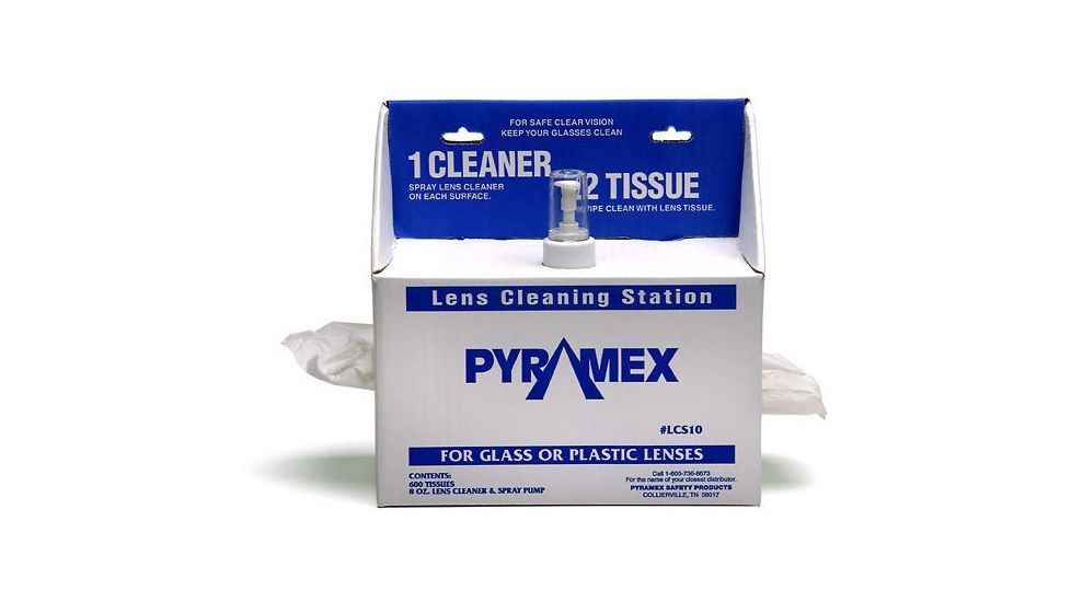 Pyramex Lens Cleaning Station w/ 8oz Cleaning Solution / 600 tissues LCS10
